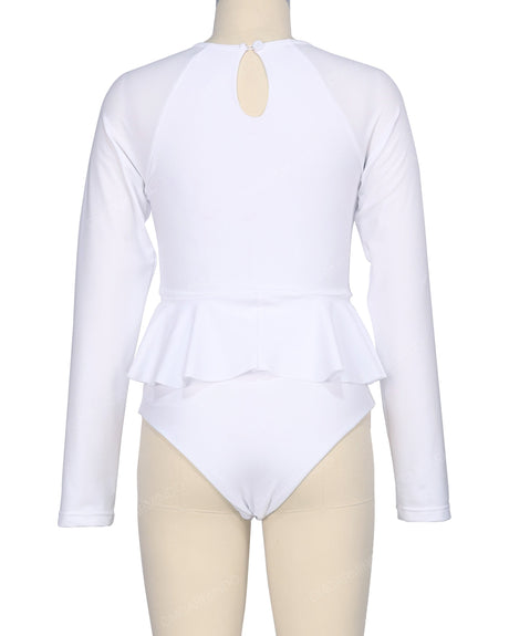 Long Sleeve Frill Waist One Piece