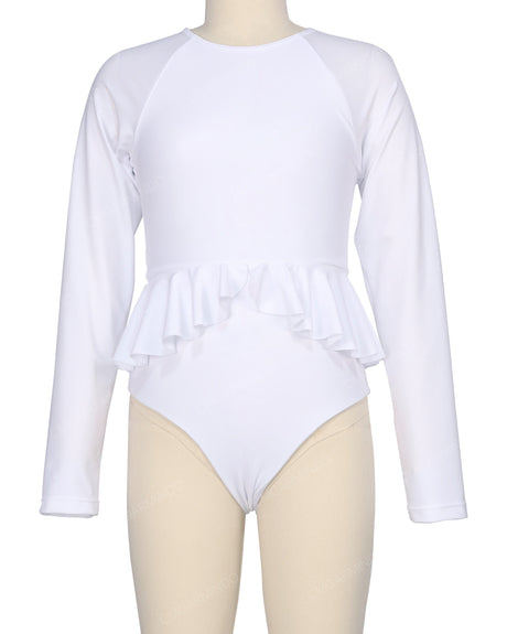 Long Sleeve Frill Waist One Piece