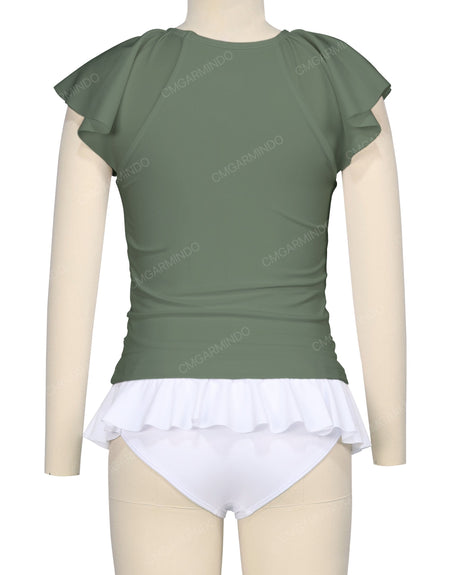 Flounce Sleeve Raglan Crop Top