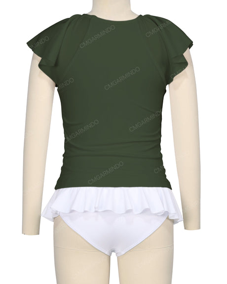 Flounce Sleeve Raglan Crop Top
