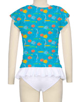 Flounce Sleeve Raglan Crop Top