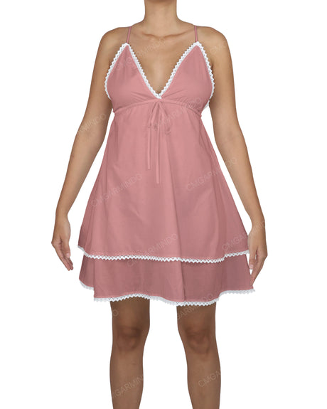 V-Neck Tiered Mini Sleep Dress