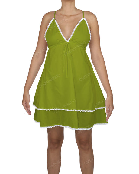 V-Neck Tiered Mini Sleep Dress