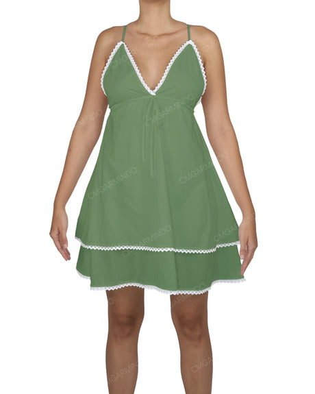 V-Neck Tiered Mini Sleep Dress