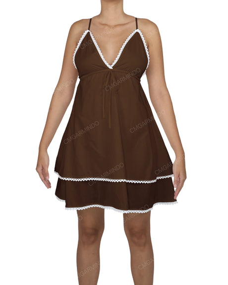 V-Neck Tiered Mini Sleep Dress