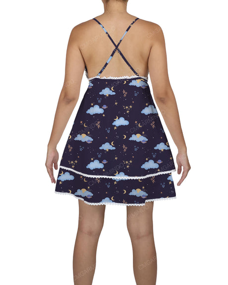 V-Neck Tiered Mini Sleep Dress