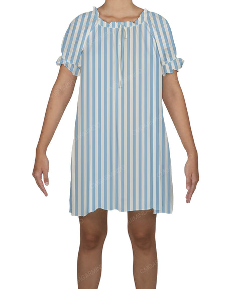Ruffle Neck Puff Sleeve Mini Sleep Dress