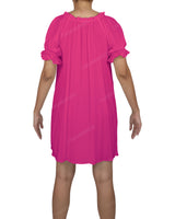 Ruffle Neck Puff Sleeve Mini Sleep Dress