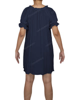 Ruffle Neck Puff Sleeve Mini Sleep Dress