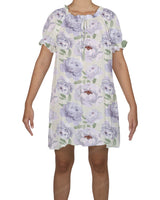 Ruffle Neck Puff Sleeve Mini Sleep Dress