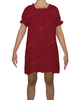 Ruffle Neck Puff Sleeve Mini Sleep Dress