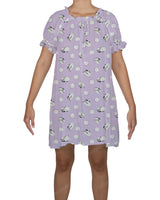 Ruffle Neck Puff Sleeve Mini Sleep Dress