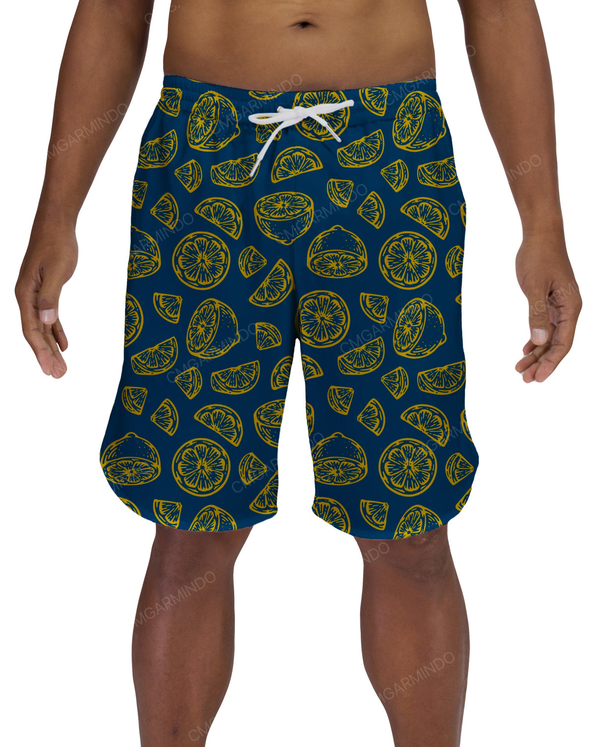 19" Elastic Waist Dolphin Hem Swimshorts