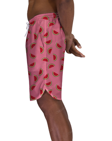 19" Elastic Waist Dolphin Hem Swimshorts