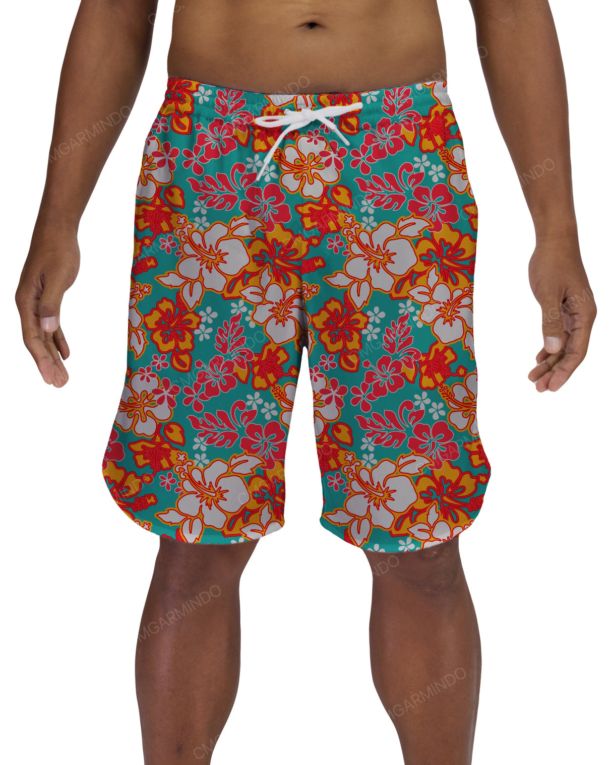 19" Elastic Waist Dolphin Hem Swimshorts