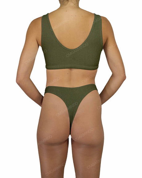 High Waist High Cut Thong Bottom