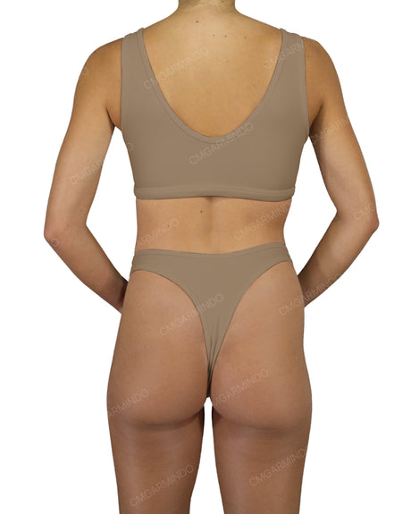 High Waist High Cut Thong Bottom