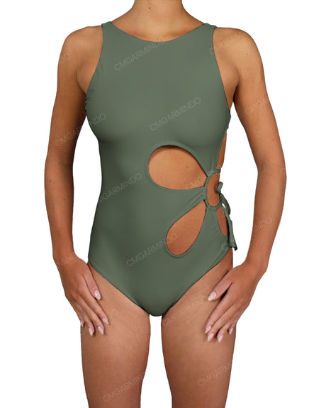 Crew Neck Left Flower One Piece