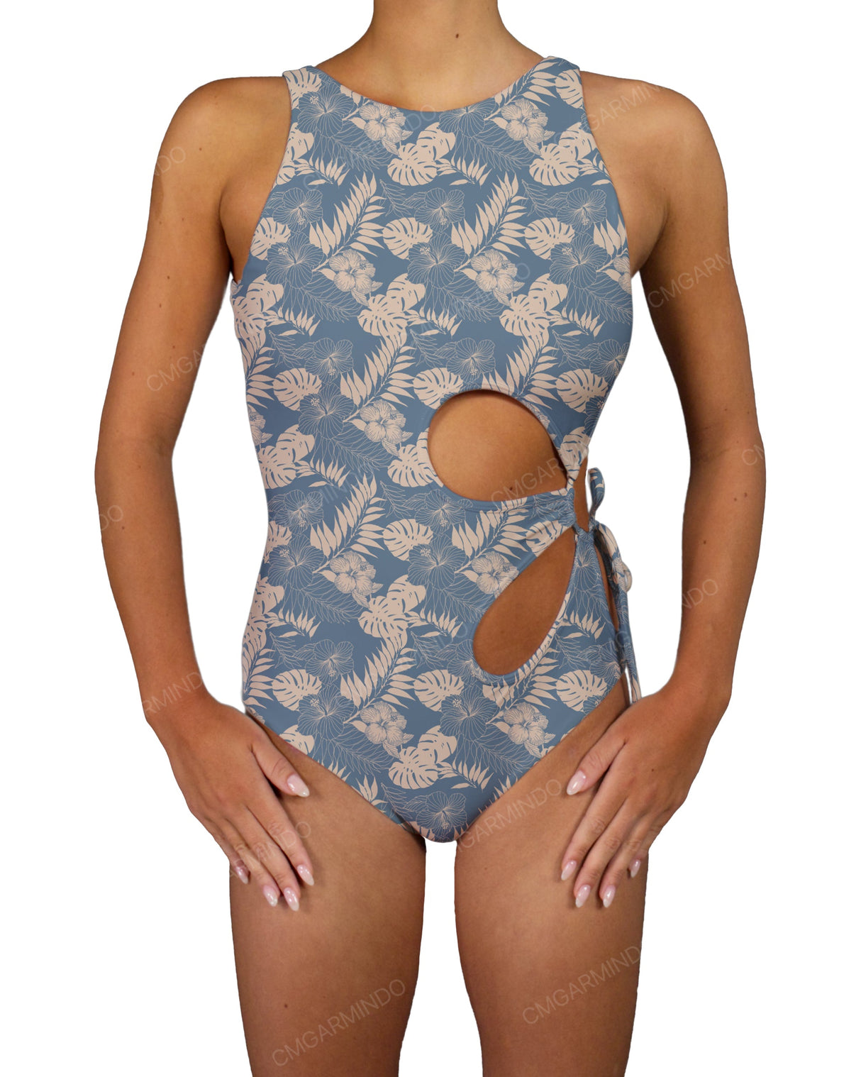 Crew Neck Left Flower One Piece