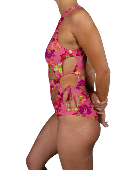 Crew Neck Left Flower One Piece