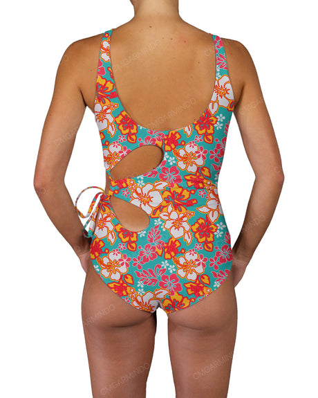 Crew Neck Left Flower One Piece