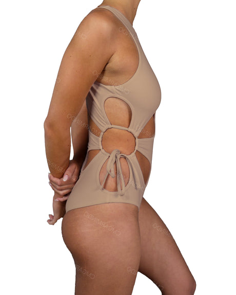 Crew Neck Binding Right Flower One Piece