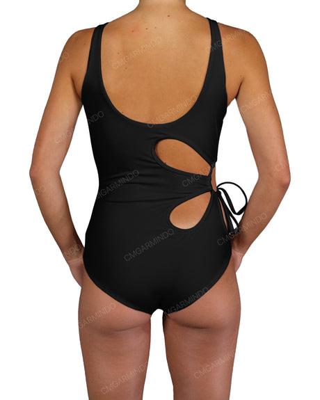 Crew Neck Binding Right Flower One Piece