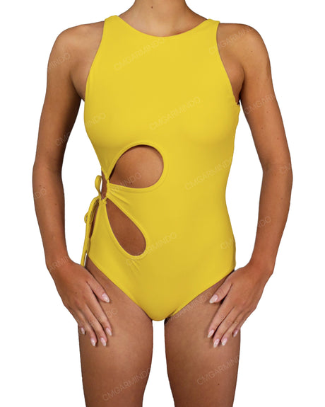 Crew Neck Binding Right Flower One Piece
