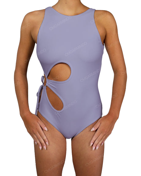 Crew Neck Binding Right Flower One Piece