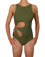 Crew Neck Binding Right Flower One Piece
