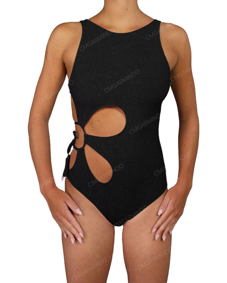 Crew Neck Binding Right Flower One Piece