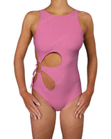 Crew Neck Binding Right Flower One Piece