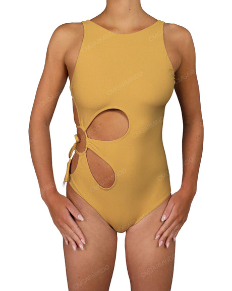 Crew Neck Binding Right Flower One Piece