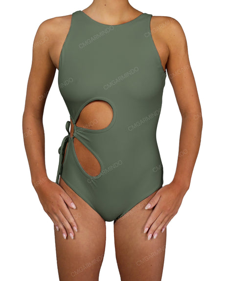 Crew Neck Binding Right Flower One Piece