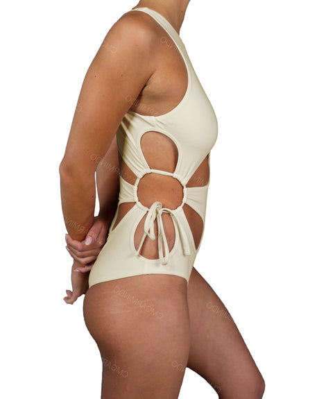 Crew Neck Binding Right Flower One Piece