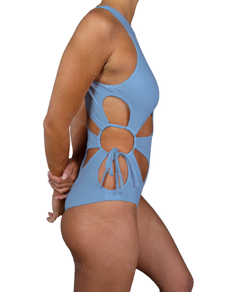 Crew Neck Binding Right Flower One Piece