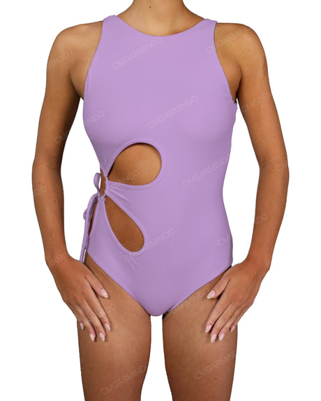 Crew Neck Binding Right Flower One Piece