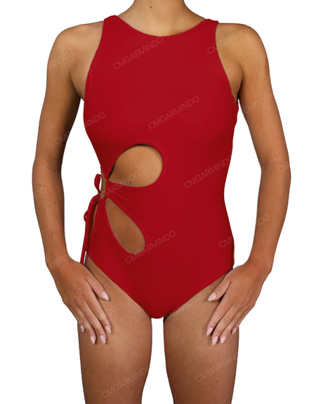 Crew Neck Binding Right Flower One Piece