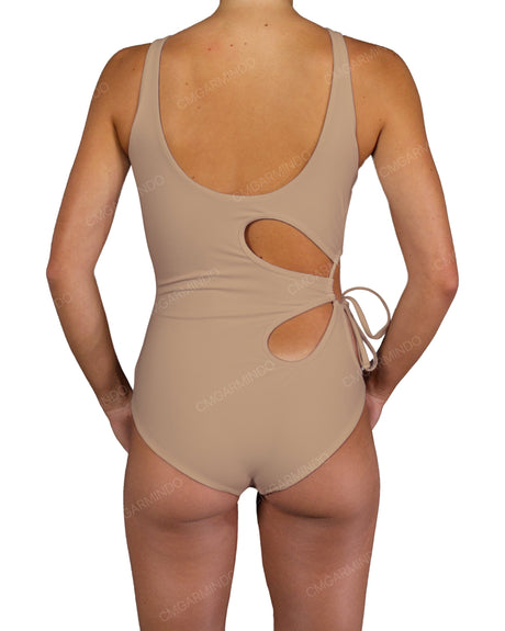 Crew Neck Binding Right Flower One Piece