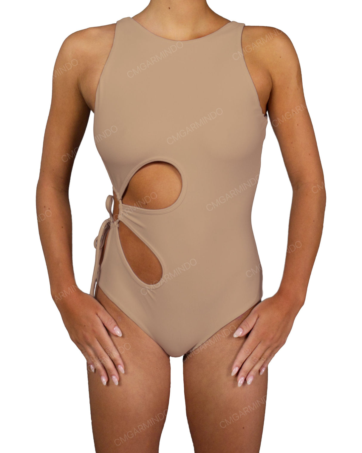 Crew Neck Binding Right Flower One Piece