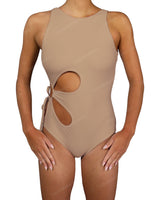 Crew Neck Binding Right Flower One Piece
