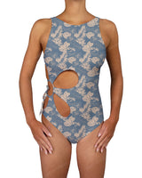 Crew Neck Binding Right Flower One Piece