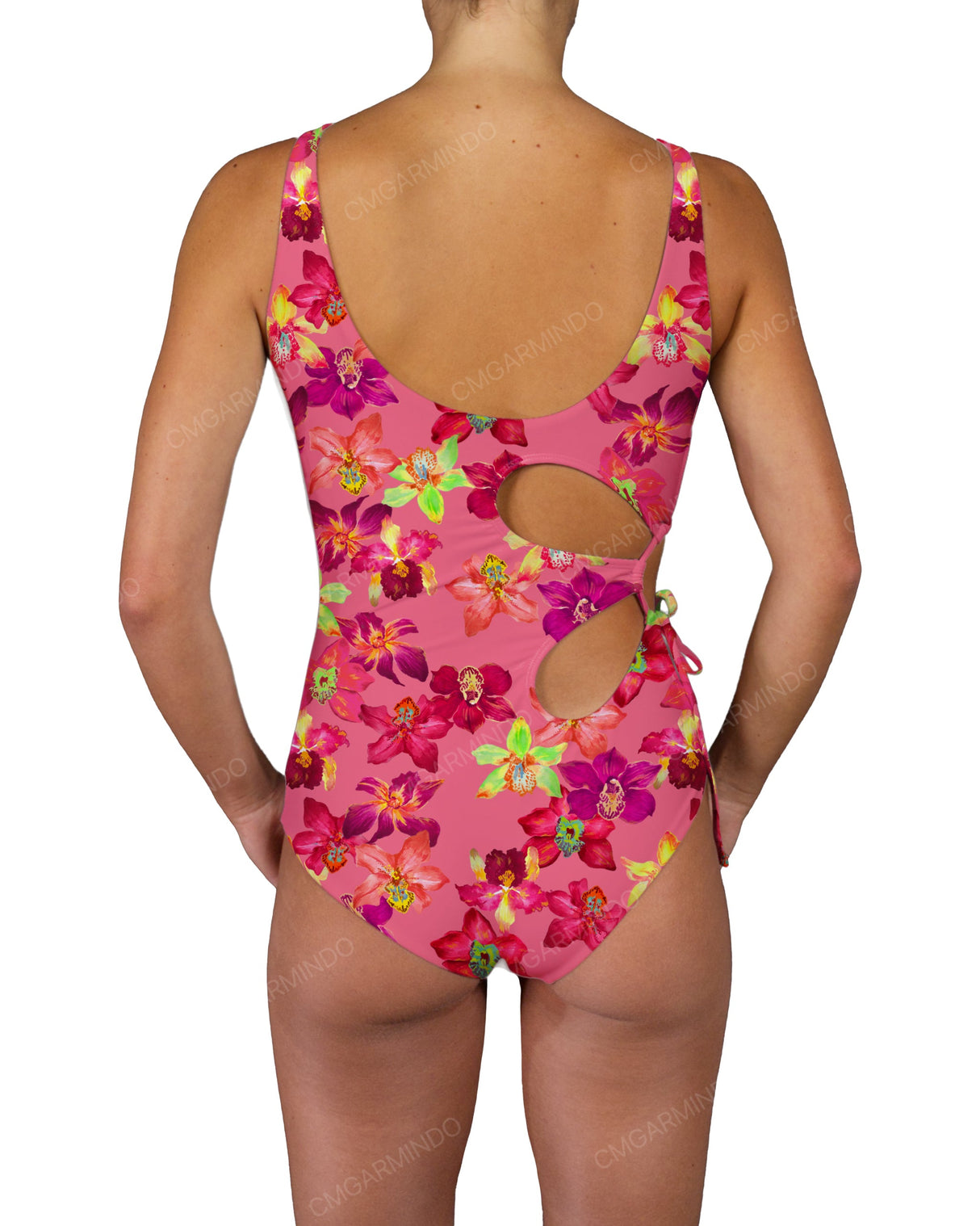 Crew Neck Binding Right Flower One Piece