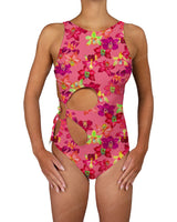 Crew Neck Binding Right Flower One Piece