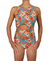 Crew Neck Binding Right Flower One Piece