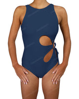 Crew Neck Binding Left Flower One Piece