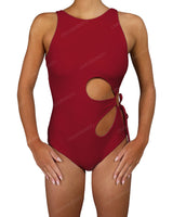Crew Neck Binding Left Flower One Piece