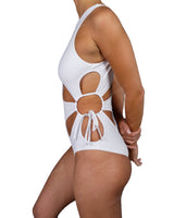 Crew Neck Binding Left Flower One Piece