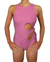 Crew Neck Binding Left Flower One Piece