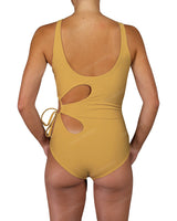 Crew Neck Binding Left Flower One Piece